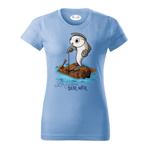 T-Shirt femme MF134_Bleu ciel_Devant_La Scène Sur Mer