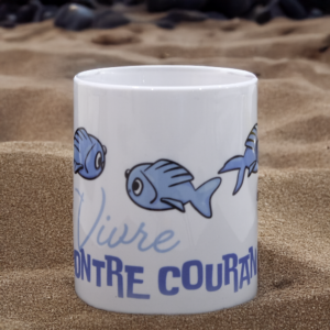 Mug "Vivre à contre courant" avec texte